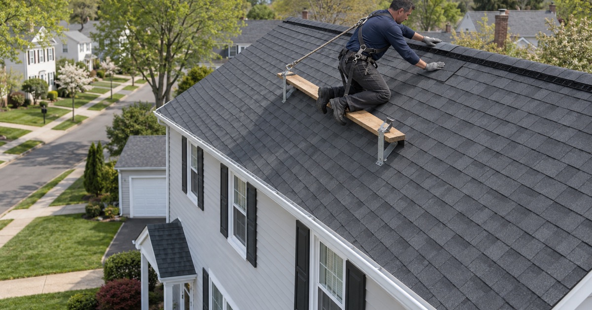 Capping the ridge vent on a newly re-roofed detached house in Madison